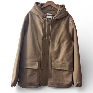 Sandro Hooded Cashmere and Wool Coat French Luxury NWT XXL EURO-XL US Camel Tan